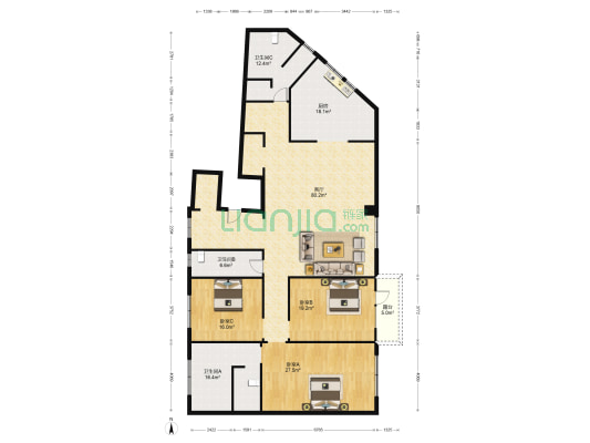 泰安道五大院 3室1厅3卫 256平方