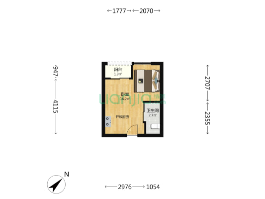 凤凰领寓 1室0厅1卫 34平方