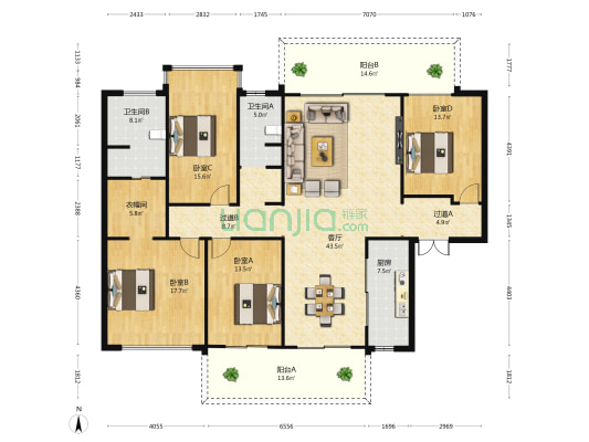 万科·瑧山悦 4室1厅2卫 181平方