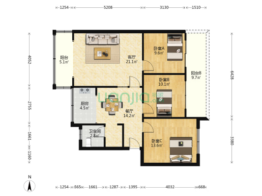 金桔巷94号 3室2厅1卫 97平方
