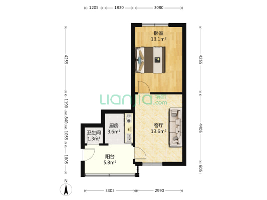 漓江路16号 1室1厅1卫 49平方