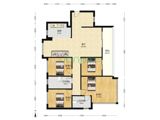 保利鹭湾花园 4室1厅2卫 139平方