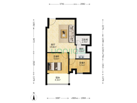 桂竹苑 2室1厅1卫 61平方