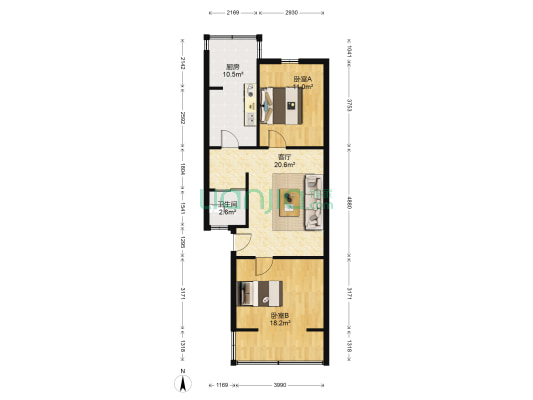 翔云里 2室1厅1卫 75平方