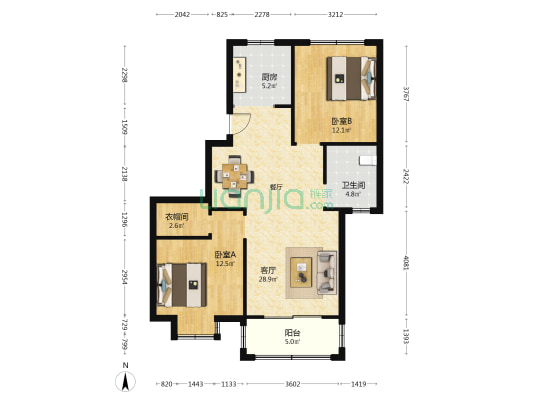 新东花园 2室1厅1卫 98平方