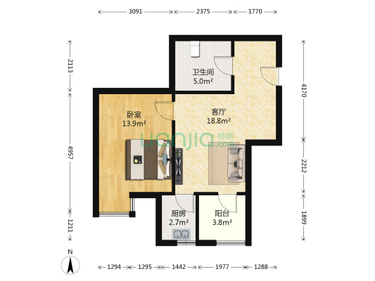 馨苑小区（大沙坪） 1室1厅1卫 60平方