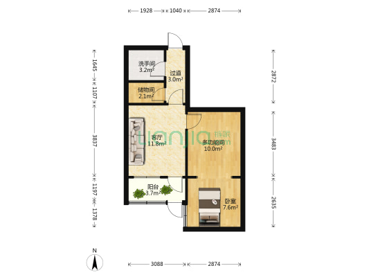 陵后街17号院 2室1厅1卫 39平方