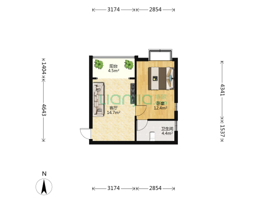 世贸兰庭 1室1厅1卫 48平方