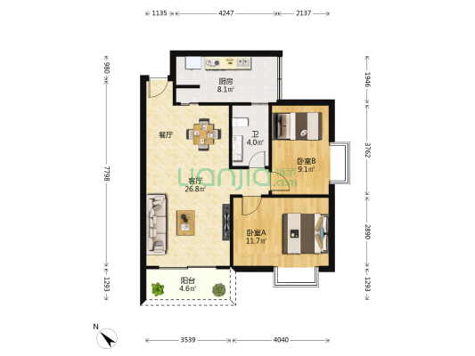 中珠新村三期 2室1厅1卫 71平方