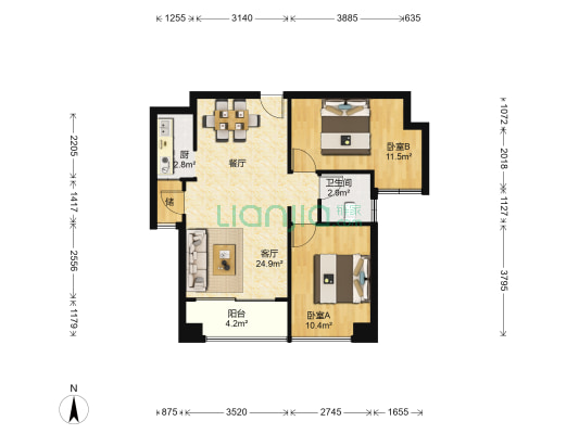 极目楚天 2室1厅1卫 79平方