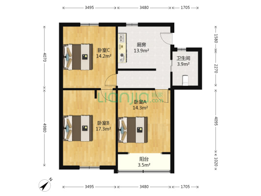 中科小区(徐汇) 3室0厅1卫 82平方