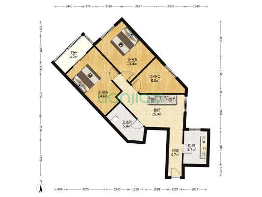 银城大厦 3室1厅1卫 99平方