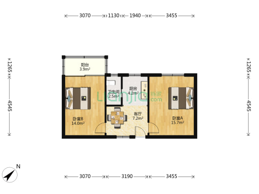 万松岭路84号 2室1厅1卫 57平方