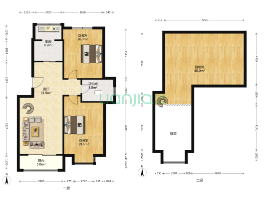 丽景花园 2室1厅1卫 103平方