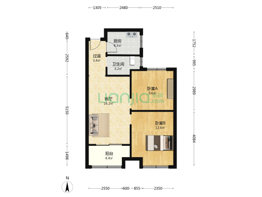 栗树家苑 2室1厅1卫 78平方