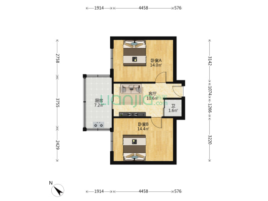 抚北七道街 2室1厅1卫 55平方