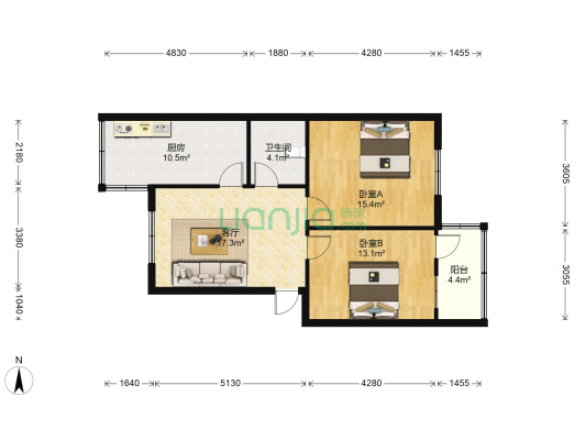 湖滨路水厂家属院 2室1厅1卫 79平方
