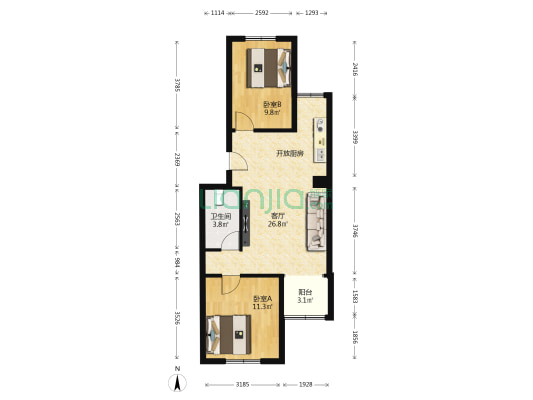 南门仓胡同 2室1厅1卫 67平方