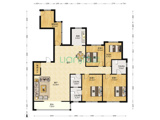 高科朗山 4室1厅3卫 185平方