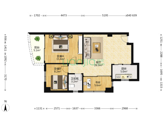 银通花园 3室1厅1卫 81平方