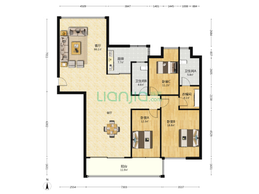 水湾六号 3室1厅2卫 150平方
