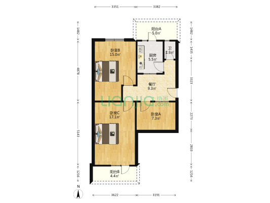 寇庄西路36号院 3室1厅1卫 73平方