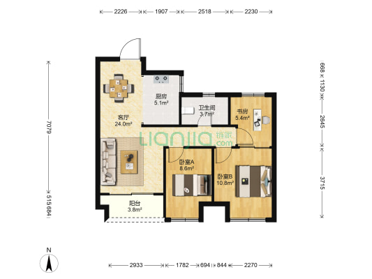 德馨嘉苑 3室1厅1卫 83平方