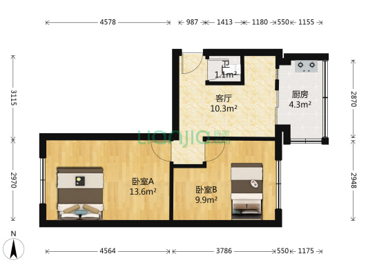 新华一区 2室1厅1卫 53平方