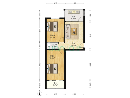 福泰实业总公司家属院 2室1厅1卫 67平方