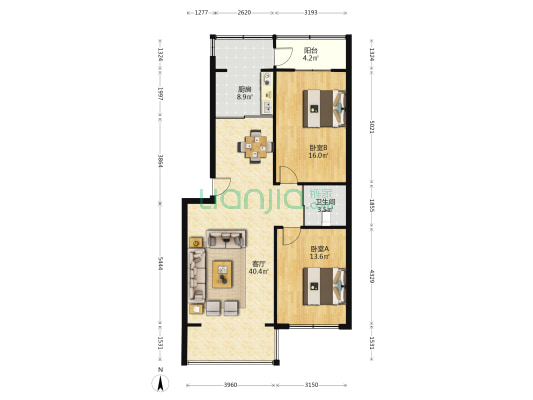 检察院宿舍（南关） 2室1厅1卫 111平方