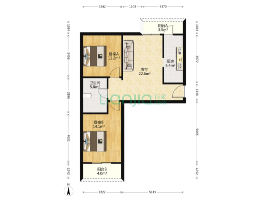 新安花苑三区 2室1厅1卫 88平方