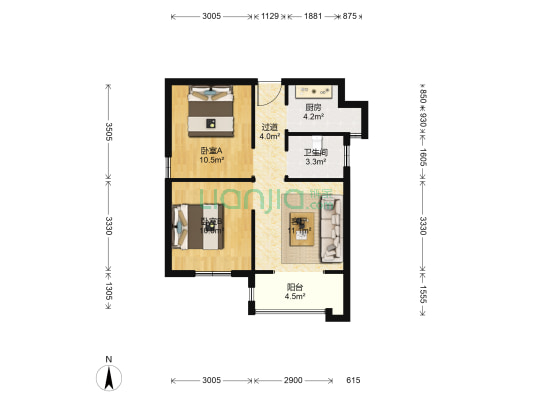 安和苑 2室1厅1卫 68平方