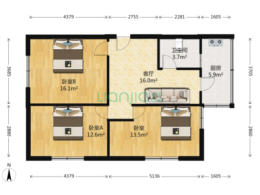 绢绸厂小区 3室1厅1卫 84平方