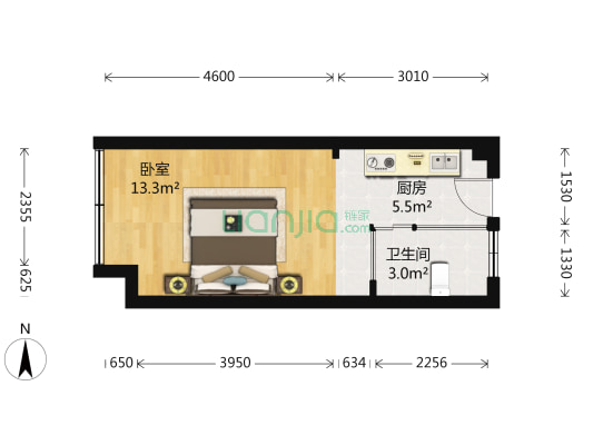 宏图9号 1室0厅1卫 35平方