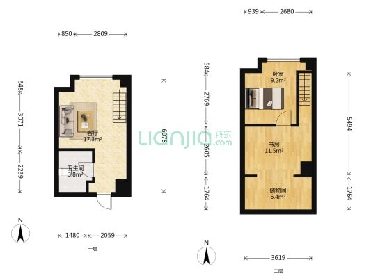 星悦天地 2室1厅1卫 36平方