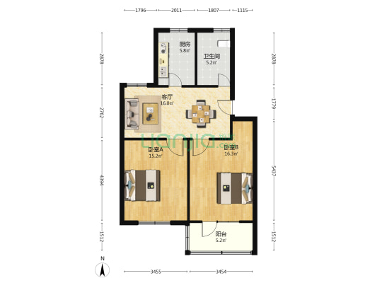 谈中路158弄 2室1厅1卫 75平方