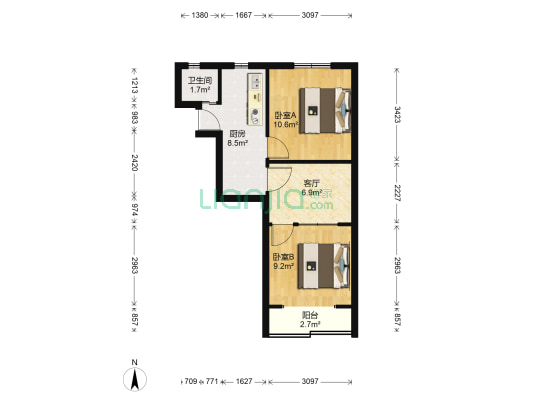 局三小区 2室1厅1卫 49平方