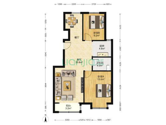 福雅园 2室1厅1卫 98平方