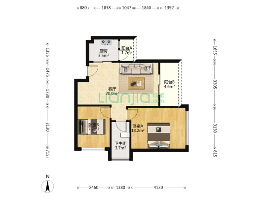 鼎峰品筑 2室1厅1卫 64平方