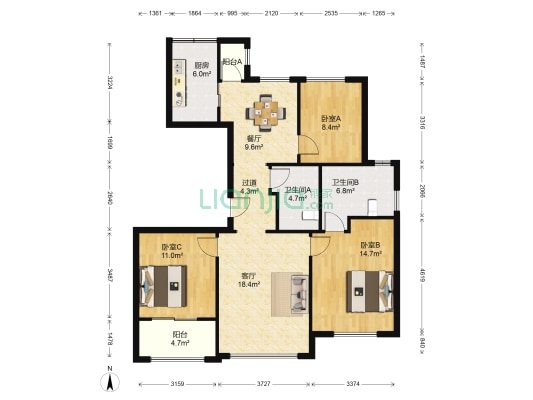 融创玉兰公馆 3室2厅2卫 120平方