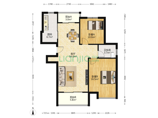 景福家园 2室1厅1卫 89平方