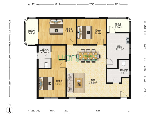 银亿徐汇酩悦 3室1厅2卫 156平方