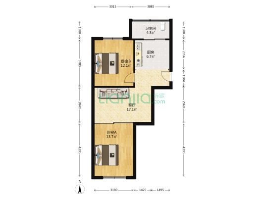 铁路住宅 2室1厅1卫 70平方