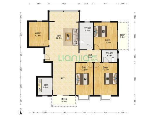 万和佳苑 3室1厅2卫 167平方