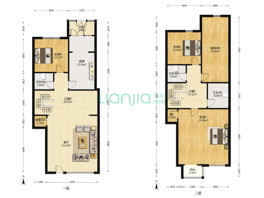 世纪花园 3室1厅3卫 193平方