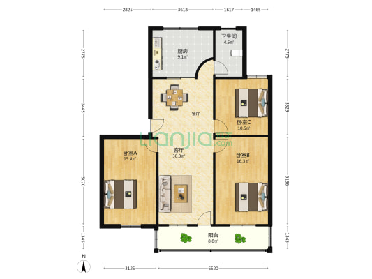 春苗弄 3室1厅1卫 110平方