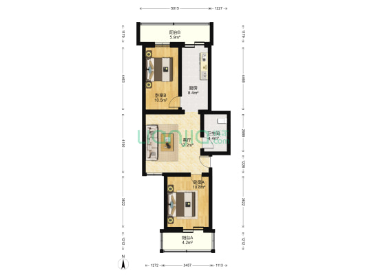 清真寺胡同16号院 2室1厅1卫 83平方
