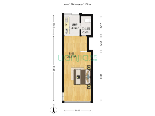 锦程小区 1室0厅1卫 33平方