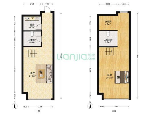 亿泽新疆大厦 1室1厅2卫 73平方