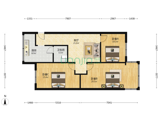 营康西路216号 3室1厅1卫 88平方